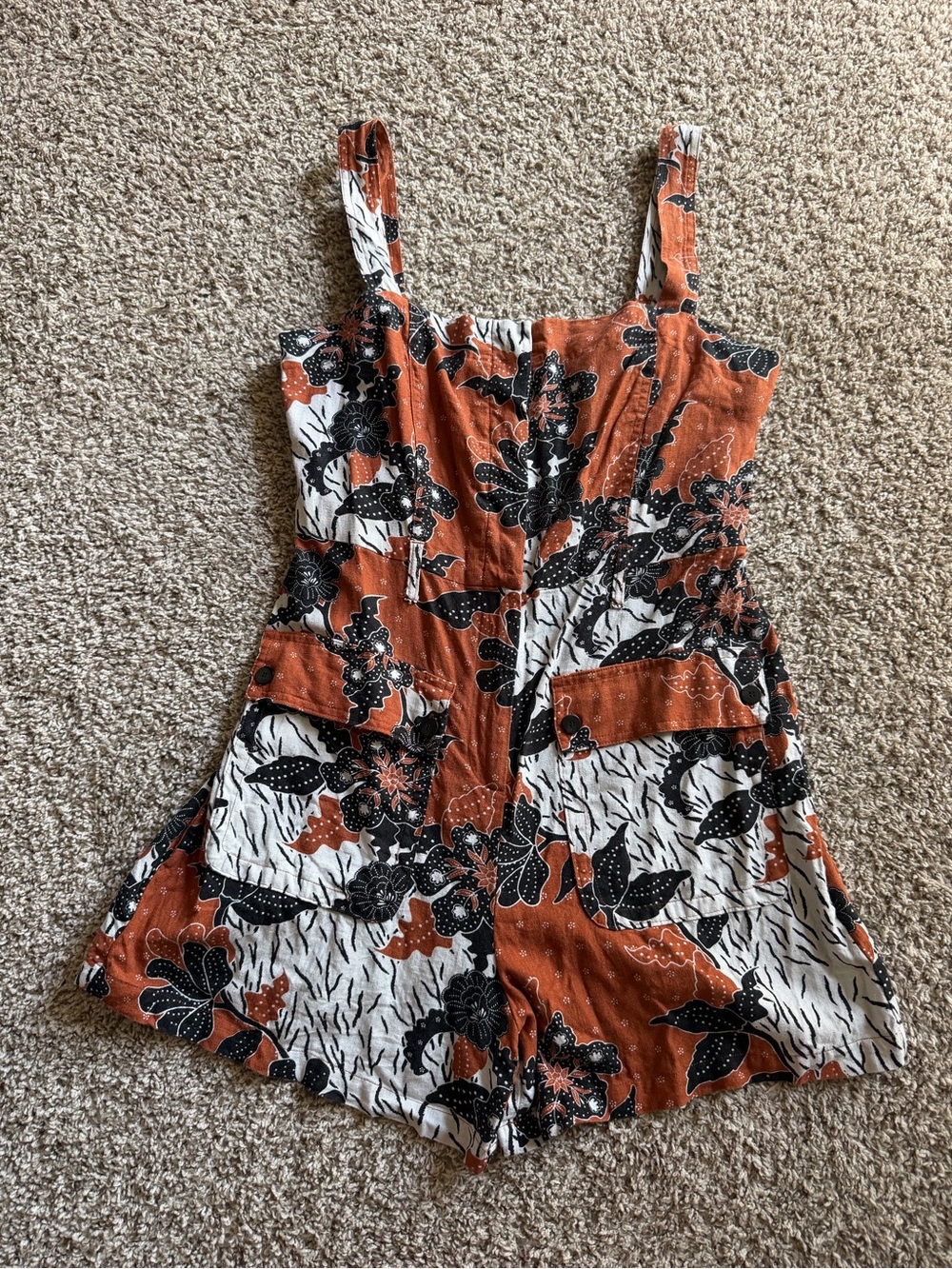 Floral Orange & White Sleeveless Romper